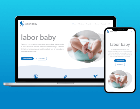 A laptop and a phone showing how the website of Labor baby looks like on those devices